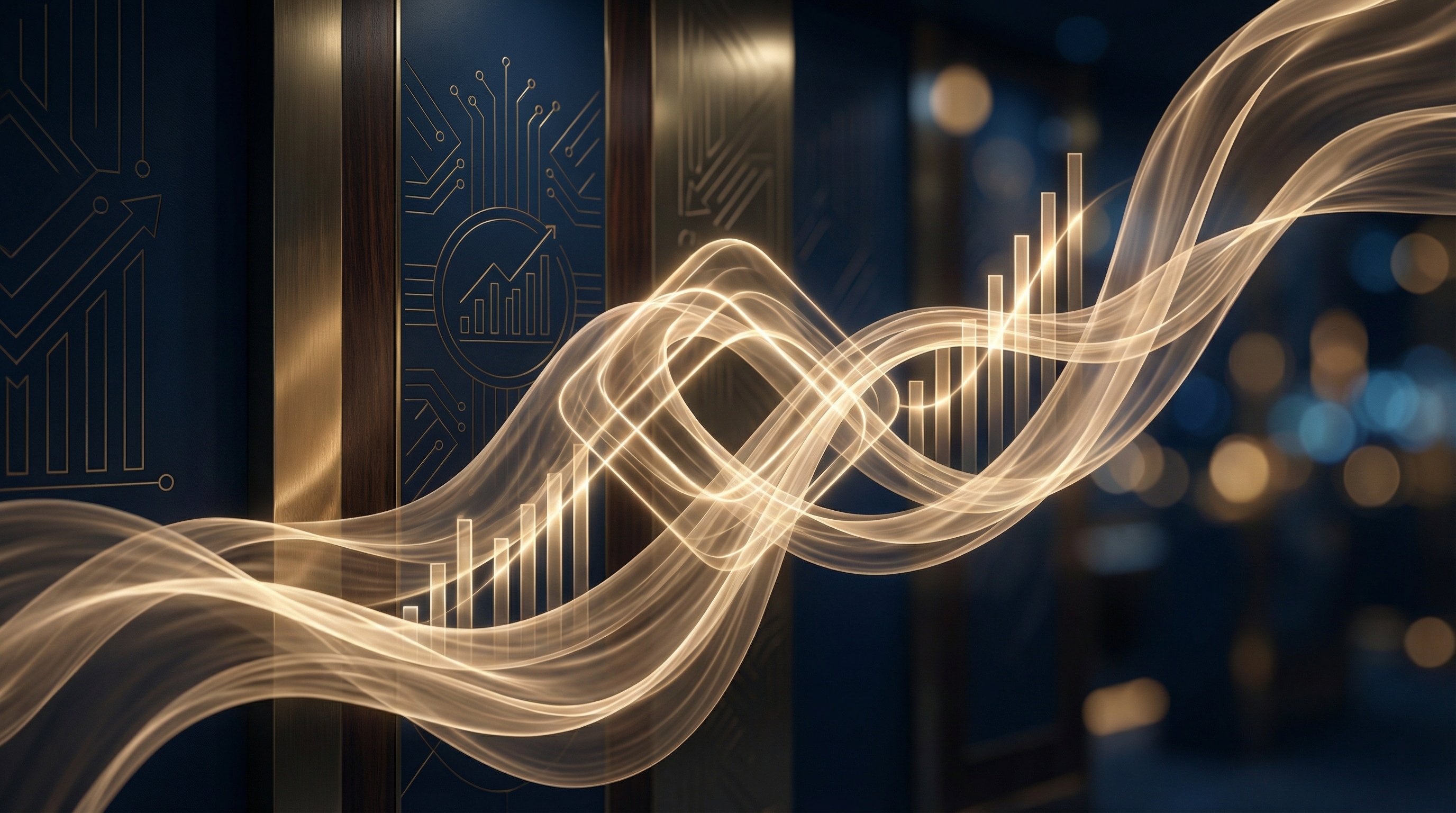 Abstract financial visualization representing wealth building and investment growth